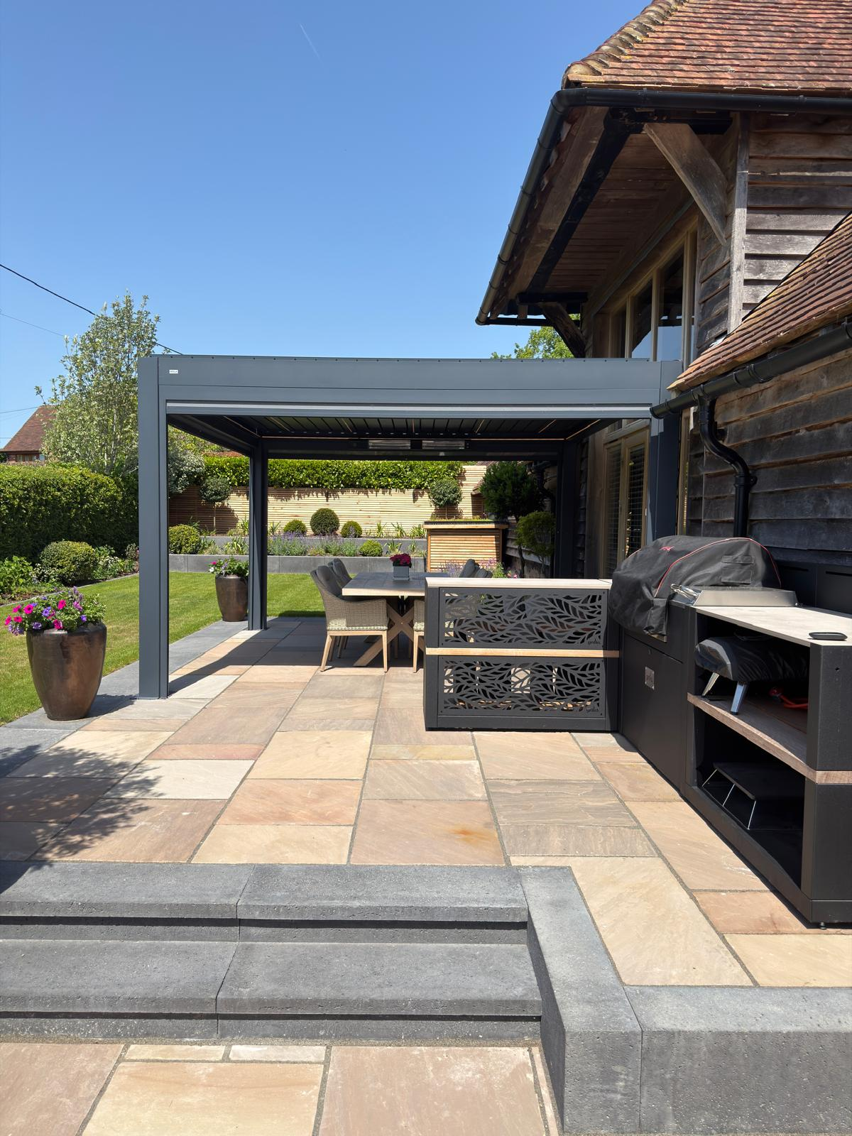 SOLA aluminium pergola attached to property